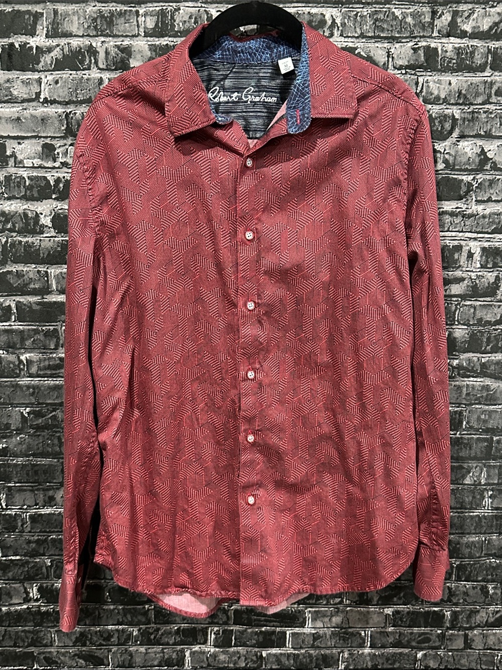 Robert Graham Burgundy Geometric Print Button-Down Shirt